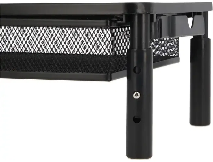 Q-Connect Soporte para Monitor Metálico Regulable en Altura, con Cajón y Dos Soportes para Móvil