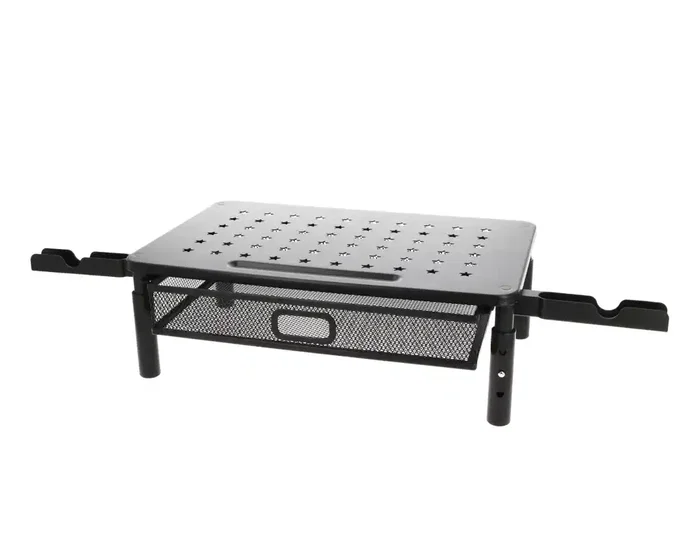 Q-Connect Soporte para Monitor Metálico Regulable en Altura, con Cajón y Dos Soportes para Móvil