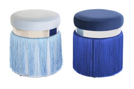 DKD Home Decor Reposapiés Atlantico Azul Marino y Azul Celeste Poliéster y Metal 35 x 41 x 35 cm (2 Unidades)