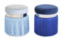 DKD Home Decor Reposapiés Atlantico Azul Marino y Azul Celeste Poliéster y Metal 35 x 41 x 35 cm (2 Unidades)