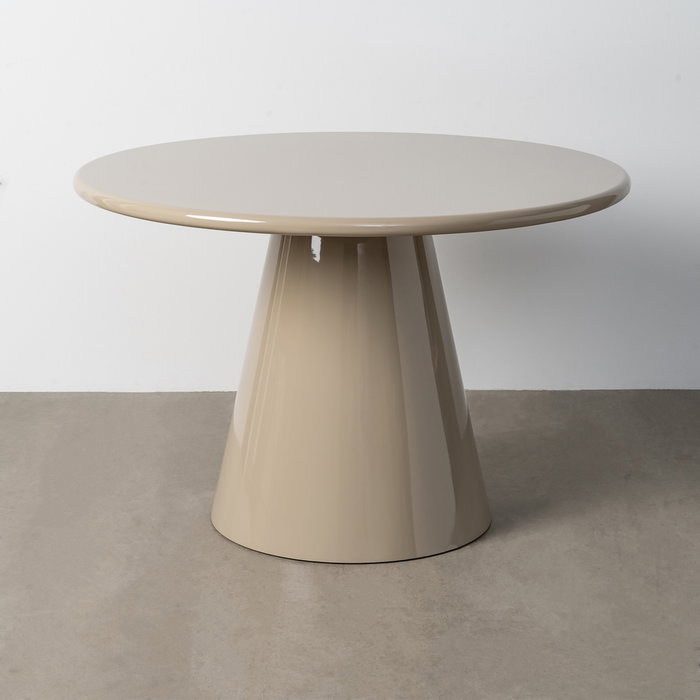 Mesa Comedor Alto Brillo Taupe Dm 120 X 120 X 75 cm