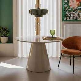 Mesa Comedor Alto Brillo Taupe Dm 120 X 120 X 75 cm