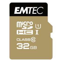 EMTEC Tarjeta microSDHC 32GB UHS-I U1 EliteGold Clase 10 con Adaptador SD Velocidad 85 MB/s Lectura