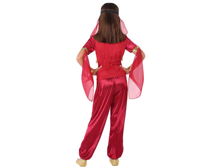 Disfraz Princesa Árabe Rojo para Niña 10-12 años - Disfraz Carnaval con Pantalón, Camisa, Velo y Mangas