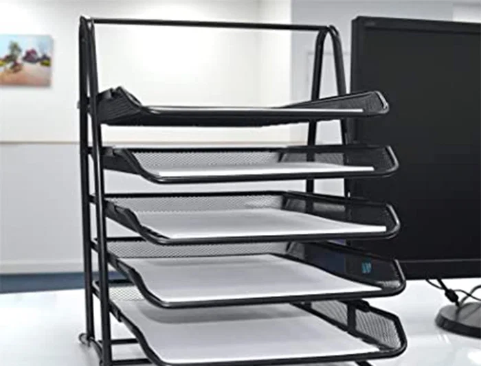 Q-connect Bandeja sobremesa kf18474 metálica rejilla negro 5 bandejas movibles 350x275x375 mm