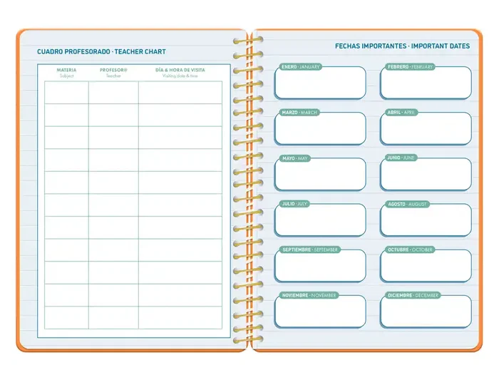 Liderpapel Agenda Escolar Classic 2026-2027 Espiral Semana Vista A5 Bilingüe 70g Papel FSC Naranja - Simply Interior