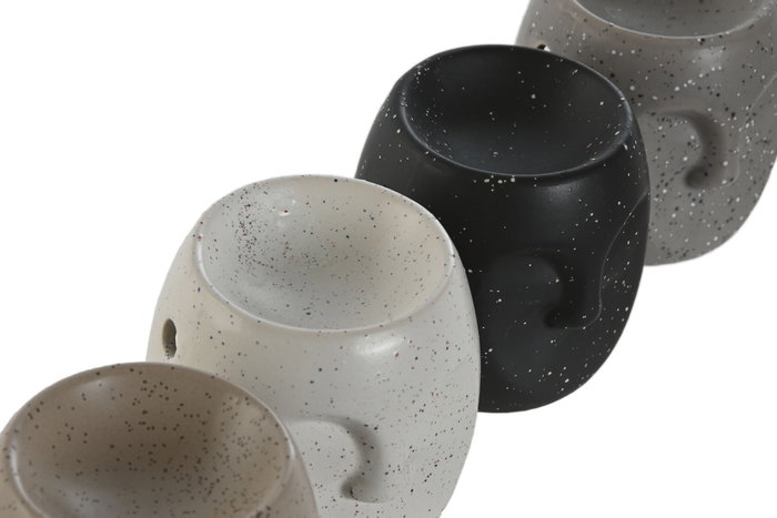 DKD Home Decor Quemador Cerámica Blanco Gris Beige Negro Cara 7x8x8 cm (12 Unidades)