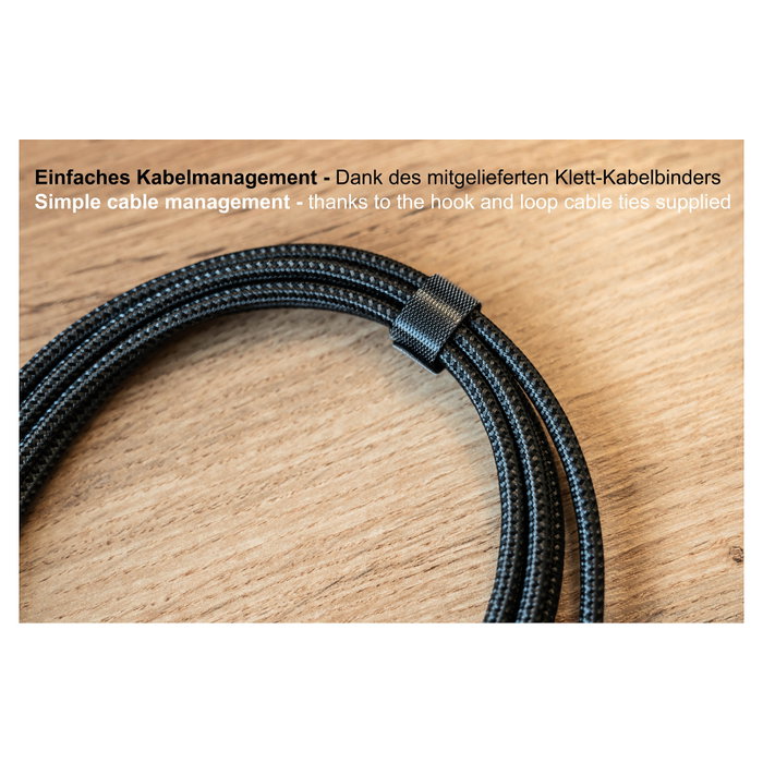 GoodConnections Cable USB-C 2.0 (ST-ST) 3m Textilmantel 240W Grafito