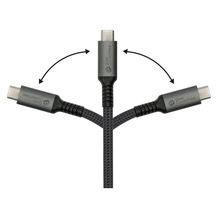 GoodConnections Cable USB-C 2.0 (ST-ST) 3m Textilmantel 240W Grafito