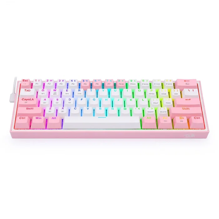 Redragon Fizz Pro K616 Teclado Mecánico Inalámbrico 60% Blanco-Rosa Distribución Polaca Retroiluminación RGB