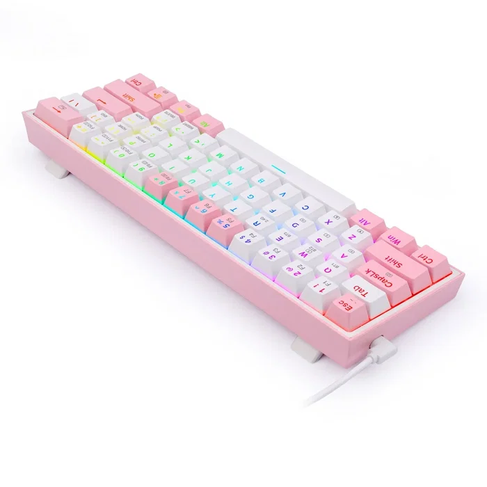 Redragon Fizz Pro K616 Teclado Mecánico Inalámbrico 60% Blanco-Rosa Distribución Polaca Retroiluminación RGB
