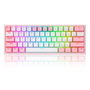 Redragon Fizz Pro K616 Teclado Mecánico Inalámbrico 60% Blanco-Rosa Distribución Polaca Retroiluminación RGB