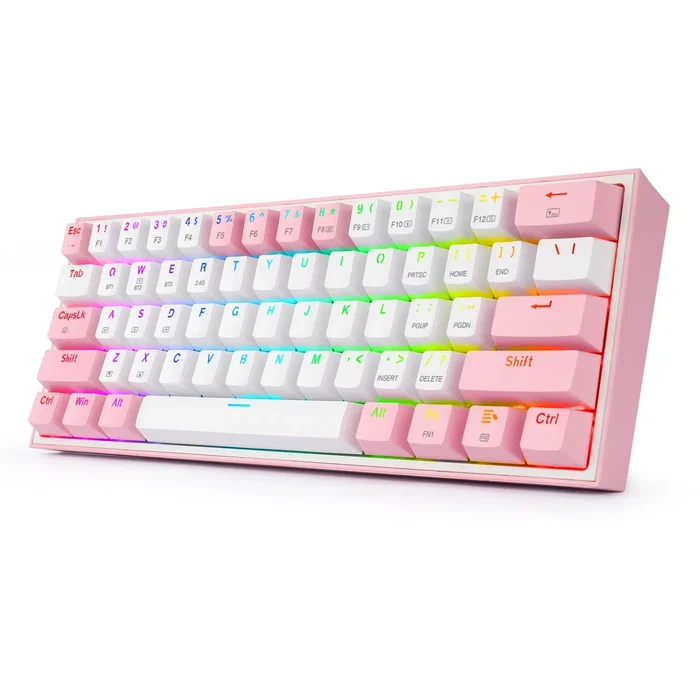 Redragon Fizz Pro K616 Teclado Mecánico Inalámbrico 60% Blanco-Rosa Distribución Polaca Retroiluminación RGB