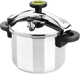 Monix Classica Olla a Presión M530002 6 Litros 22 cm, Acero Inoxidable Negro, Apta Inducción, Ahorro Energía