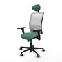 PIQUERAS Y CRESPO Silla de oficina Zulema con mecanismo Sincro, Verde esmeralda y Blanco