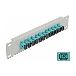 DeLOCK Panel de conexión de fibra óptica 12 puertos SC Simplex 10 pulg. aguamarina/gris