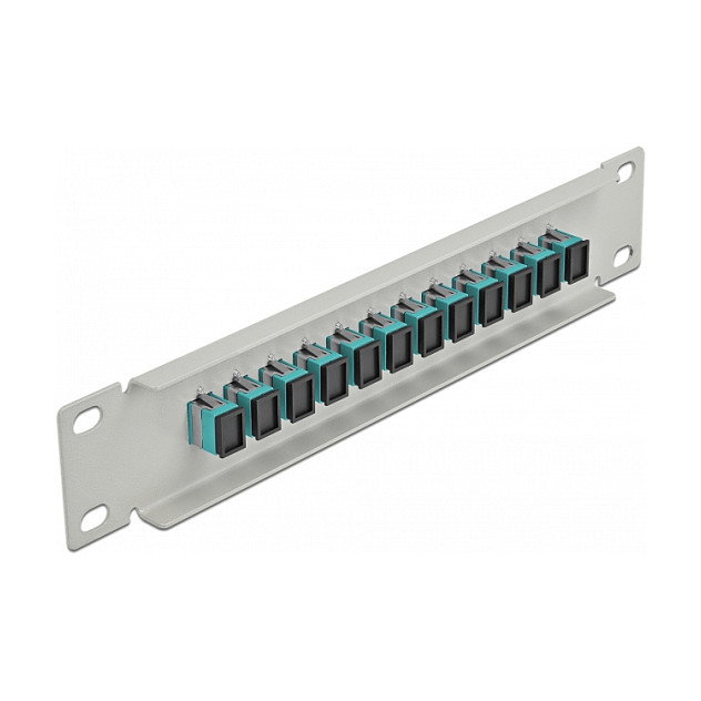 DeLOCK Panel de conexión de fibra óptica 12 puertos SC Simplex 10 pulg. aguamarina/gris DeLOCK Panel de conexión de fibra óptica 12 puertos SC Simplex 10 pulg. aguamarina/gris
