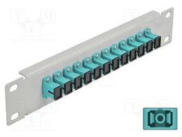DeLOCK Patchpanel de fibra óptica 10″ 12 puertos SC Simplex aguamarina 1U gris