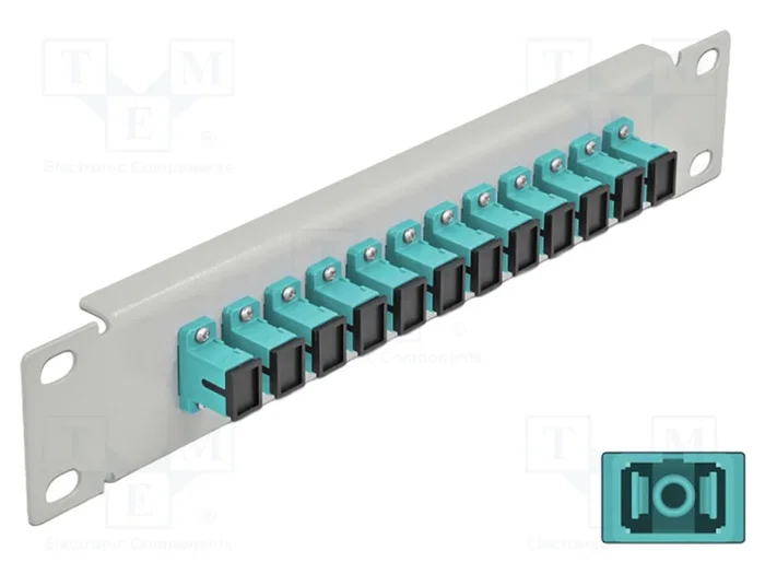 DeLOCK Patchpanel de fibra óptica 10″ 12 puertos SC Simplex aguamarina 1U gris DeLOCK Patchpanel de fibra óptica 10″ 12 puertos SC Simplex aguamarina 1U gris