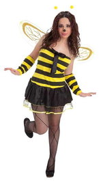 Creaciones Llopis Disfraz Adulto Abeja con Lazo Talla L - Vestido, Guantes, Alas y Antenas