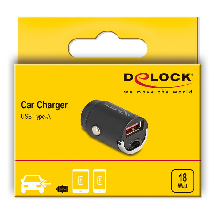 DeLOCK Cargador de móvil para coche 64277 con 18 W USB Typ-A