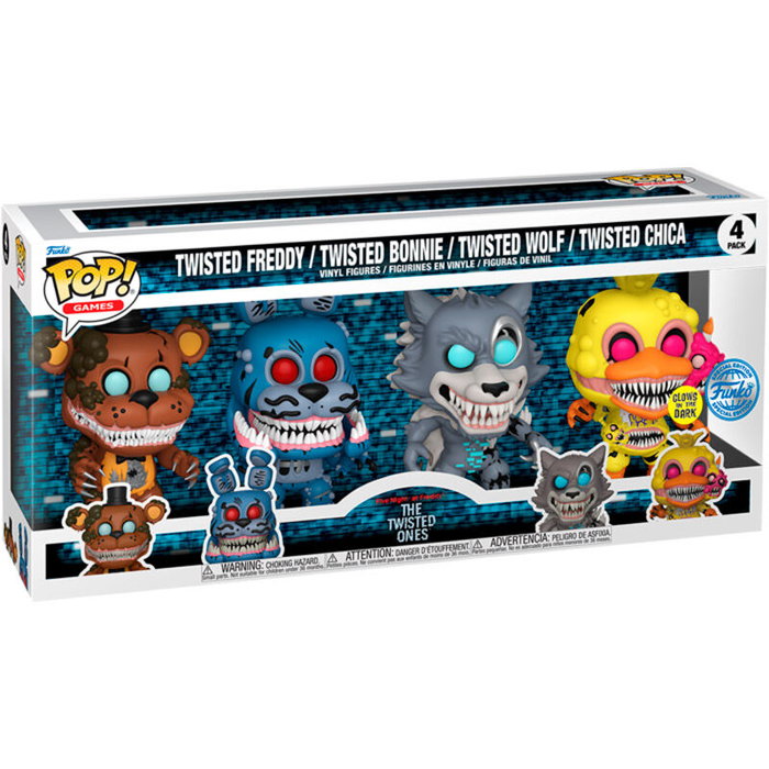 FUNKO Blister 4 Figuras POP Five Nights at Freddys Twisted Freddy, Twisted Bonnie, Twisted Wolf, Twisted Chica Exclusive