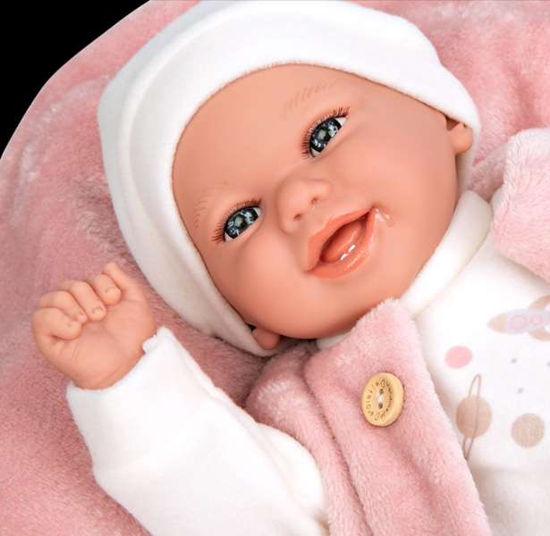 Muñecas Arias Muñeca Elegance 40 cm colin rosa con manta, muñeco de peso, español, para 3+ años