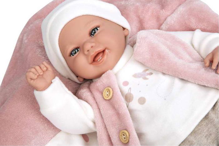 Muñecas Arias Muñeca Elegance 40 cm colin rosa con manta, muñeco de peso, español, para 3+ años