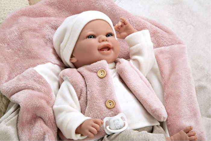 Muñecas Arias Muñeca Elegance 40 cm colin rosa con manta, muñeco de peso, español, para 3+ años