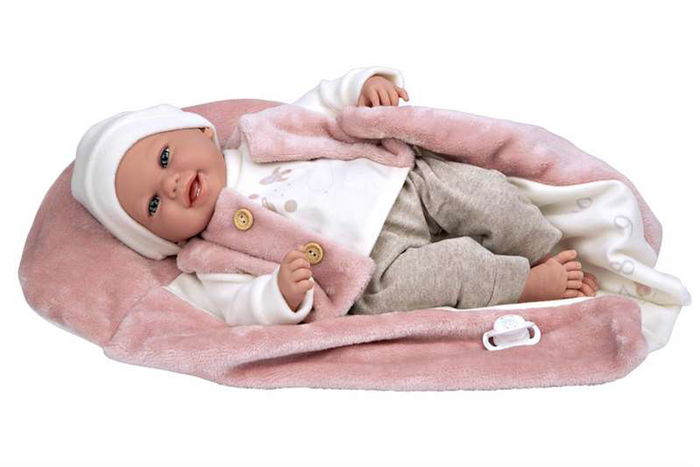 Muñecas Arias Muñeca Elegance 40 cm colin rosa con manta, muñeco de peso, español, para 3+ años