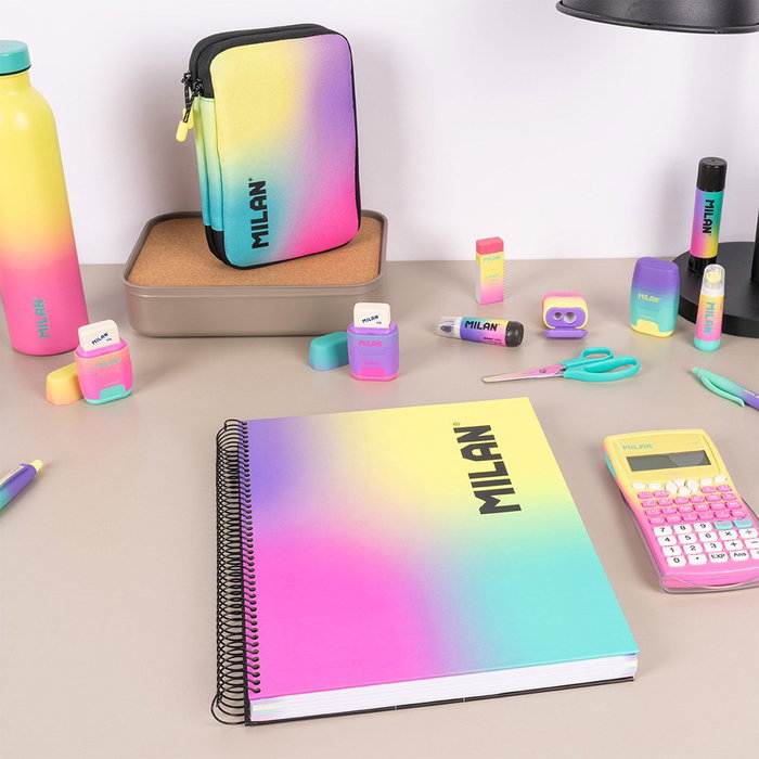 Milan Cuaderno A4 Sunset Multicolor con Espiral y Tapa Dura Milan Cuaderno A4 Sunset Multicolor con Espiral y Tapa Dura