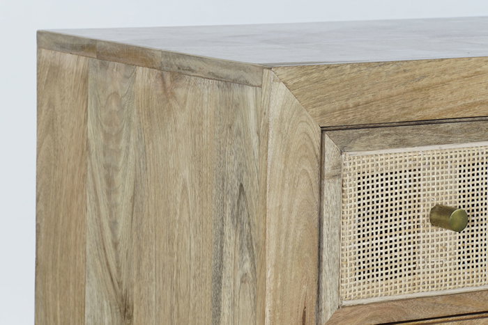 DKD Home Decor Cómoda de Mango y Ratán Natural