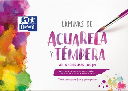 Oxford Láminas Para Pintura Acuarela Y Témpera 6H 300 gr A3 Liso Blanco Oxford Láminas Para Pintura Acuarela Y Témpera 6H 300 gr A3 Liso Blanco