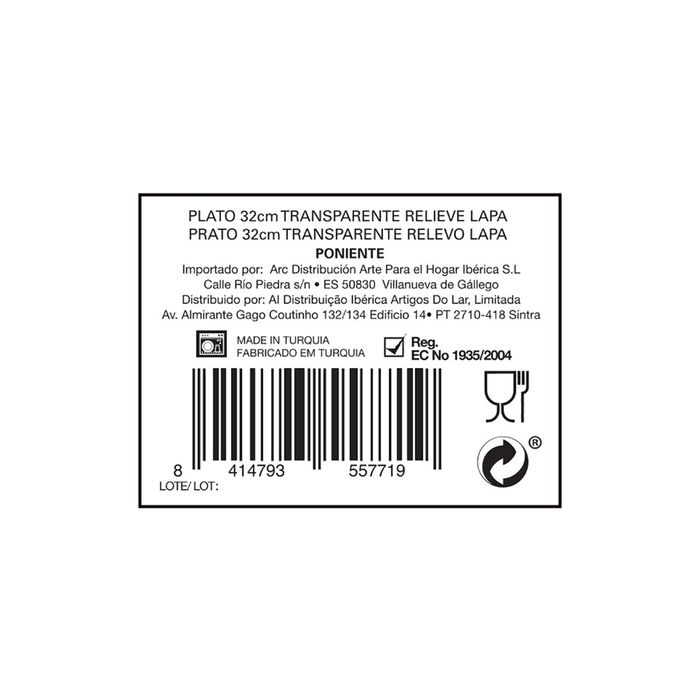 Plato Presentación Vidrio Mar De Viento Quid 32 cm (12 Unidades)