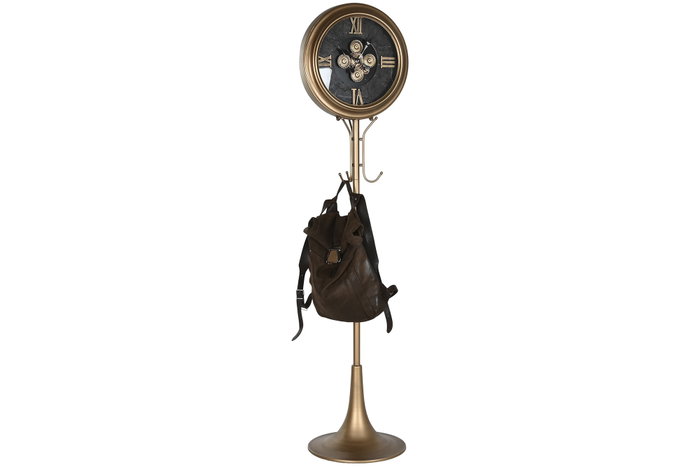 DKD Home Decor Reloj de Pie Metal y Cristal Dorado con Perchero DKD Home Decor Reloj de Pie Metal y Cristal Dorado con Perchero