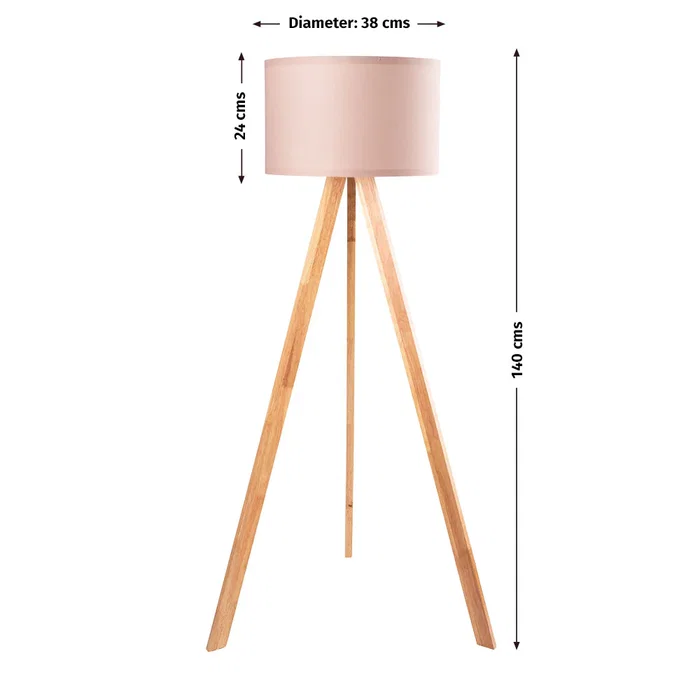 Lámpara de Suelo "Pyongyang" Trípode Madera Pantalla Tela Casquillo E27 [OPV-780SGN2423]