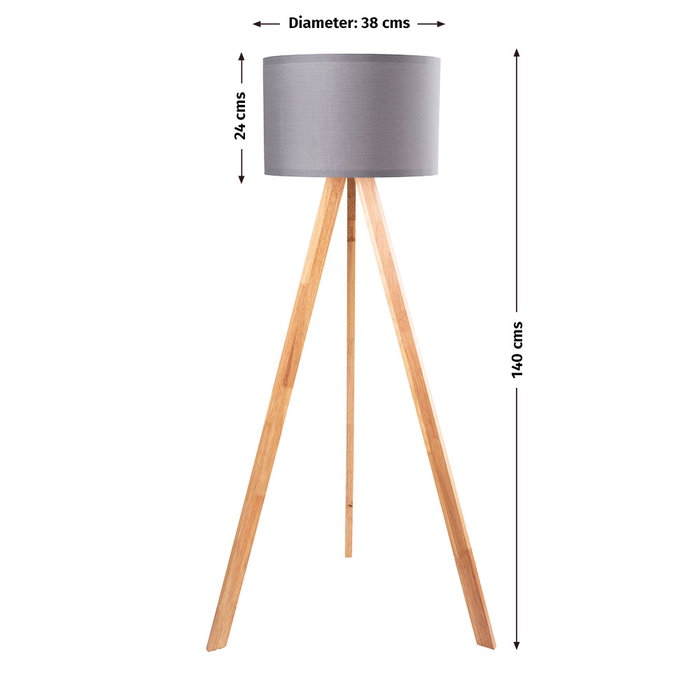Lámpara de Suelo AYD-1522 Gris/Roble 1xE27 Sin Bombilla [OPV-780SGN2423]