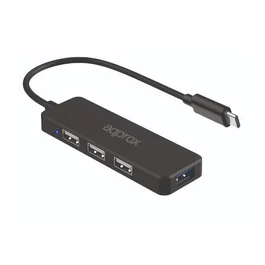Approx APPC48V2 Hub USB Tipo-C con 3 puertos USB 2.0 y 1 puerto USB 3.0 para PC, cable de 30cm, color negro