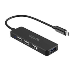 Approx Hub USB 3.0 Tipo C Negro - 3 Puertos USB 2.0 y 1 Puerto USB 3.0 Tipo C