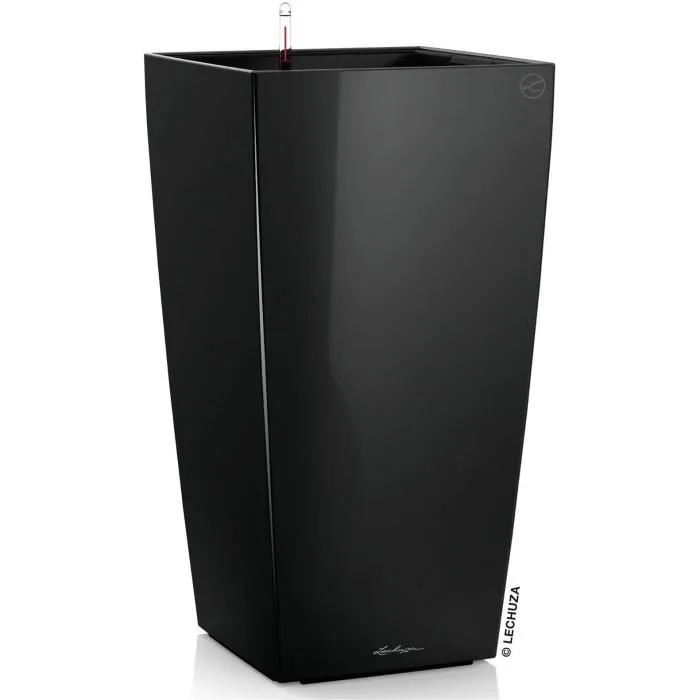 Lechuza LEC4008789181664 Maceta Cubico Premium 50, juego completo, negro brillante