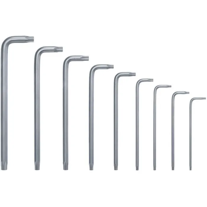 Bosch 4053423254112 Juego de Llaves Torx de 9 Piezas (Acero S2, TX8-TX40, Lado Largo, Superficie Antióxido, Barra Almacenamiento)