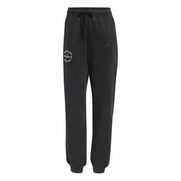 Pantalón Largo Deportivo Adidas Signature Graphic Print Fleece Loose Negro Mujer