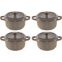 Staub Mini Cocotte Set de 4 piezas, redondo, Cerámica, Gris antiguo