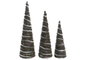 DKD Home Decor Set de 3 Conos LED PVC 16x60 Natural y Verde