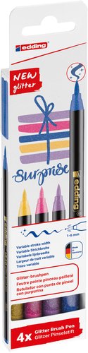 Edding 1340 Brushpen Glitter Surtido de 4 Colores