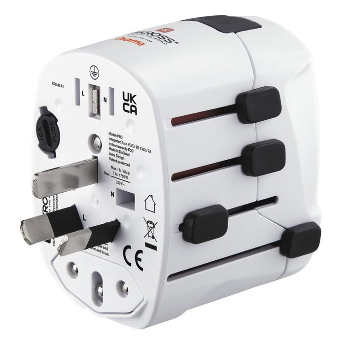 Hama World Travel Pro Adaptador de enchufe eléctrico universal blanco