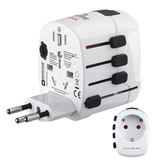 Hama World Travel Pro Adaptador de enchufe eléctrico universal blanco