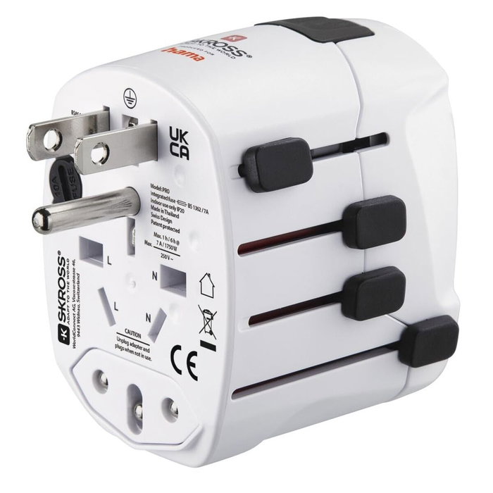 Hama World Travel Pro Adaptador de enchufe eléctrico universal blanco