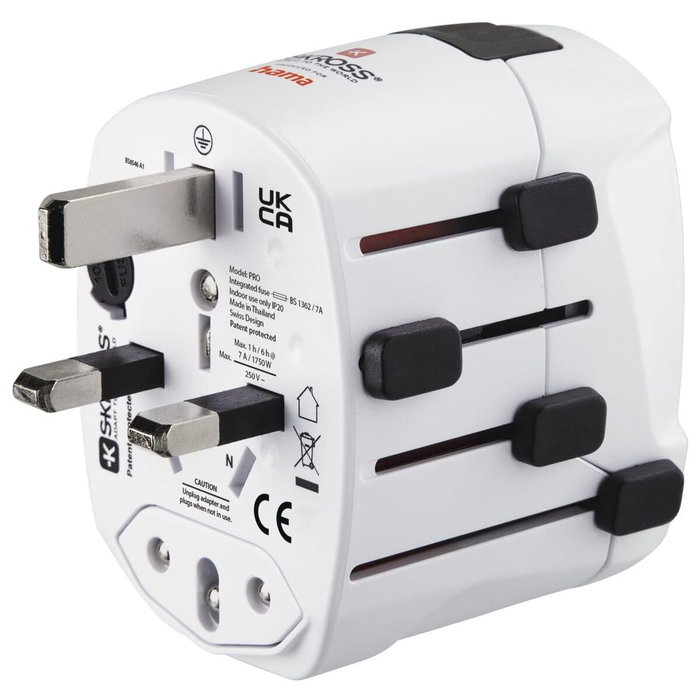 Hama World Travel Pro Adaptador de enchufe eléctrico universal blanco