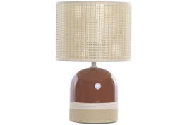 DKD Home Decor Lámpara de Sobremesa Bicolor de Cerámica y Fibra